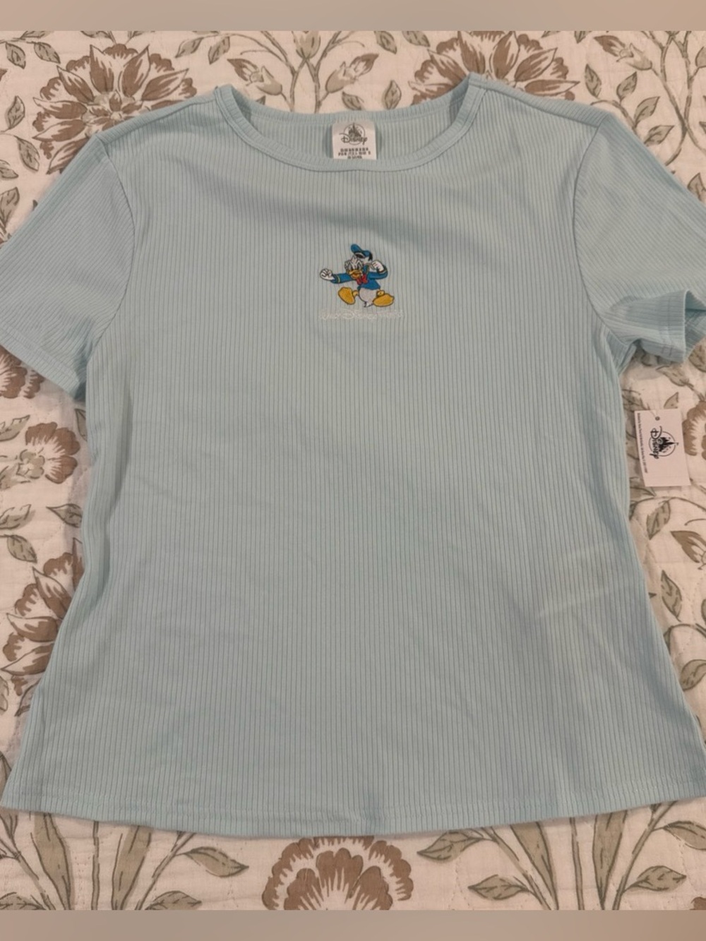 Disney Donald Duck Pale Blue ribbed women’s baby tee